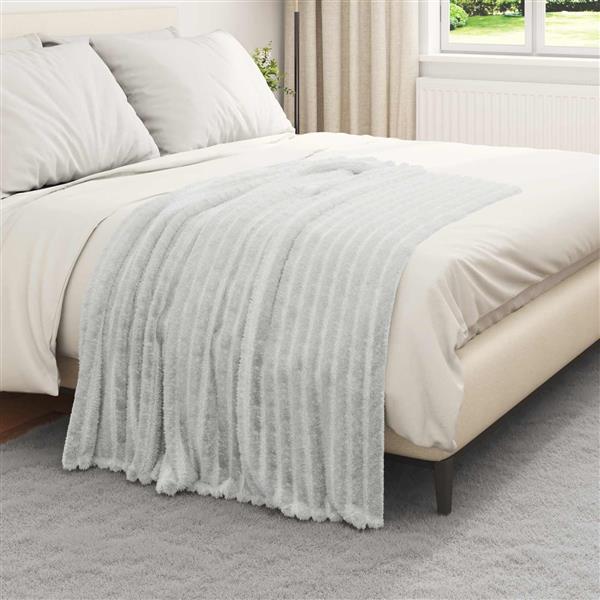 Grote foto vidaxl gooi deken grijs 150 x 130 cm fleece huis en inrichting bedden