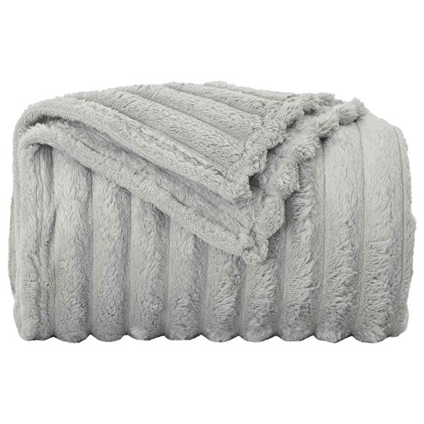 Grote foto vidaxl gooi deken grijs 150 x 130 cm fleece huis en inrichting bedden