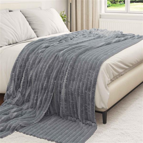 Grote foto vidaxl gooi deken donkergrijs 270 x 240 cm fleece huis en inrichting bedden