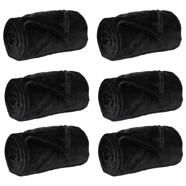 Grote foto vidaxl kleden 6 pcs zwart 150 x 200 cm fleece huis en inrichting bedden