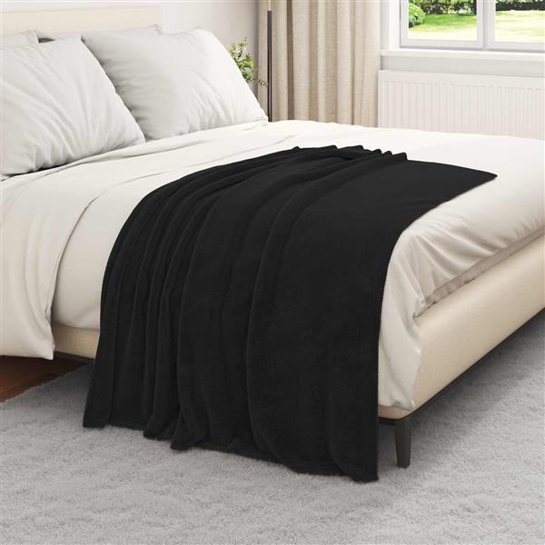 Grote foto vidaxl kleden 6 pcs zwart 130 x 150 cm fleece huis en inrichting bedden