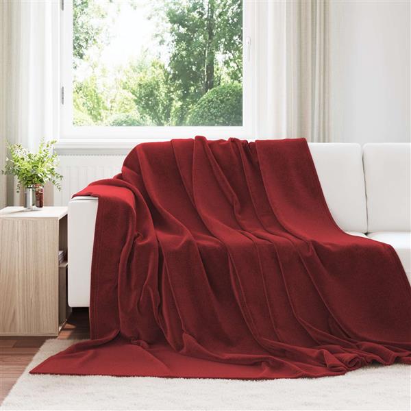 Grote foto vidaxl gooi deken bordeaux rood 220 x 240 cm fleece huis en inrichting bedden