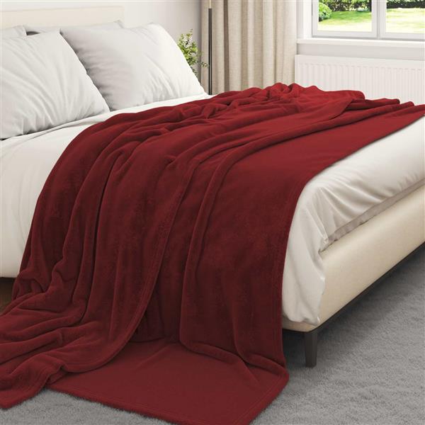 Grote foto vidaxl gooi deken bordeaux rood 220 x 240 cm fleece huis en inrichting bedden