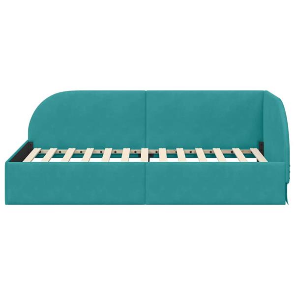 Grote foto vidaxl hoekbedframe met hoofdeinde turquoise 100 cm x 200 cm fluweel antiek en kunst stoelen en banken