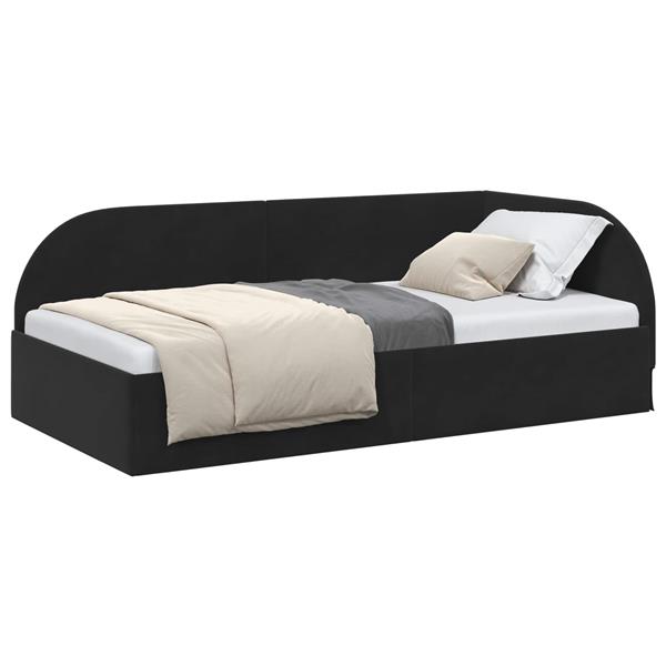 Grote foto vidaxl hoekbedframe met hoofdeinde zwart 80 cm x 200 cm fluweel antiek en kunst stoelen en banken