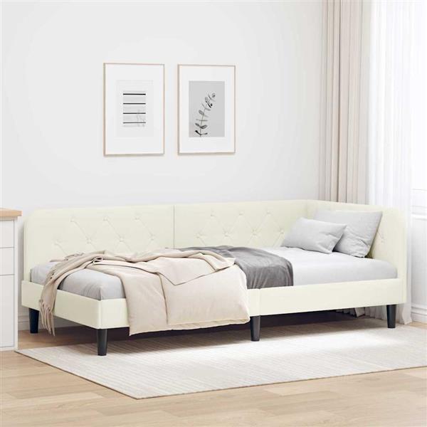 Grote foto vidaxl hoekbedframe cr me 90 x 200 cm fluweel antiek en kunst stoelen en banken