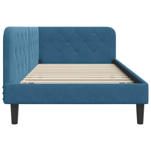 Grote foto vidaxl hoekbedframe blauw 90 x 200 cm fluweel antiek en kunst stoelen en banken