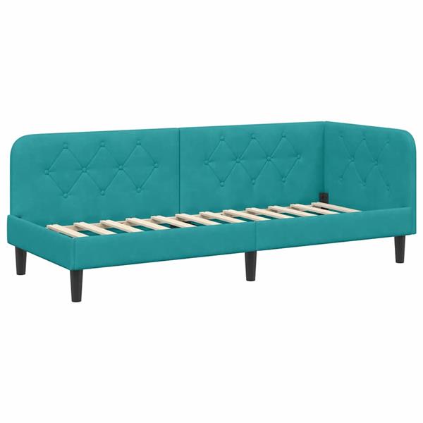 Grote foto vidaxl hoekbedframe turquoise 80 x 200 cm fluweel antiek en kunst stoelen en banken