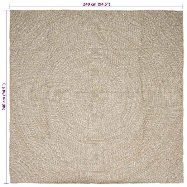 Grote foto vidaxl vloerkleden vierkant natuurlijk en wit 240 x 240 cm jute huis en inrichting vloerbedekking en kleden