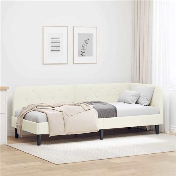 Grote foto vidaxl hoekbedframe cr me 80 x 200 cm fluweel antiek en kunst stoelen en banken