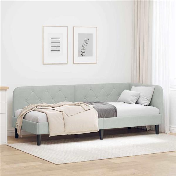 Grote foto vidaxl hoekbedframe lichtgrijs 80 x 200 cm fluweel antiek en kunst stoelen en banken