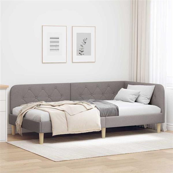 Grote foto vidaxl hoekbedframe taupe 90 x 200 cm stof antiek en kunst stoelen en banken