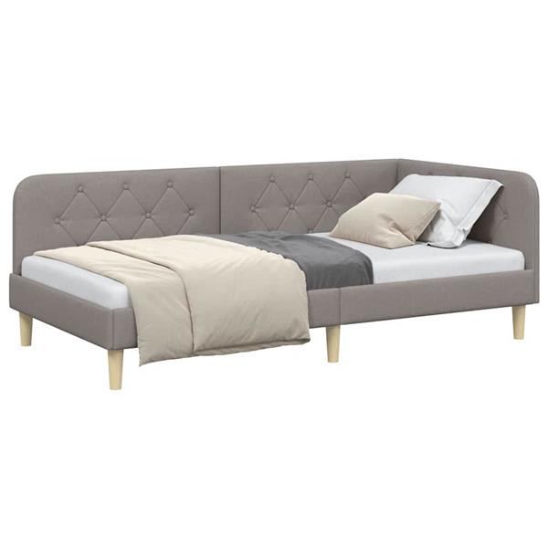 Grote foto vidaxl hoekbedframe taupe 90 x 200 cm stof antiek en kunst stoelen en banken