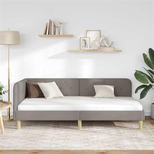 Grote foto vidaxl hoekbedframe taupe 90 x 200 cm stof antiek en kunst stoelen en banken