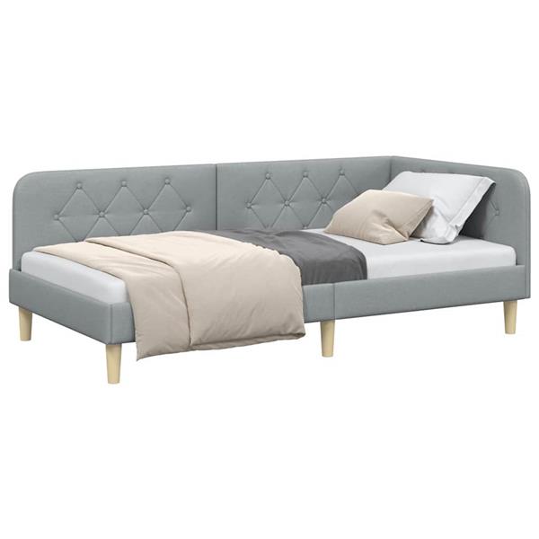 Grote foto vidaxl hoekbedframe lichtgrijs 90 x 200 cm stof antiek en kunst stoelen en banken