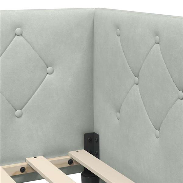 Grote foto vidaxl hoekbedframe lichtgrijs 100 x 200 cm fluweel antiek en kunst stoelen en banken