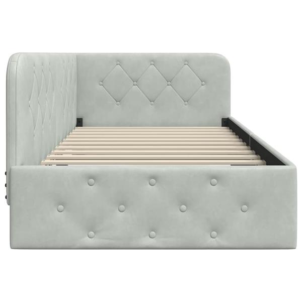 Grote foto vidaxl hoekbedframe lichtgrijs 90 x 200 cm fluweel antiek en kunst stoelen en banken