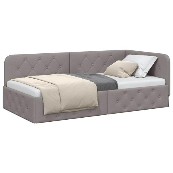 Grote foto vidaxl hoekbedframe taupe 90 x 190 cm stof antiek en kunst stoelen en banken
