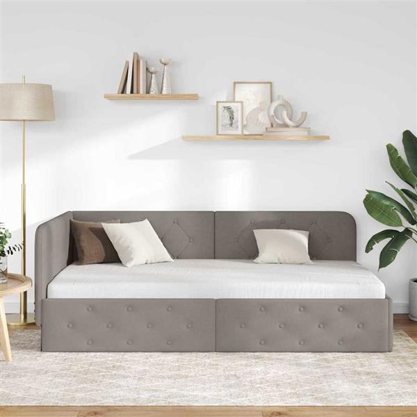 Grote foto vidaxl hoekbedframe taupe 90 x 190 cm stof antiek en kunst stoelen en banken