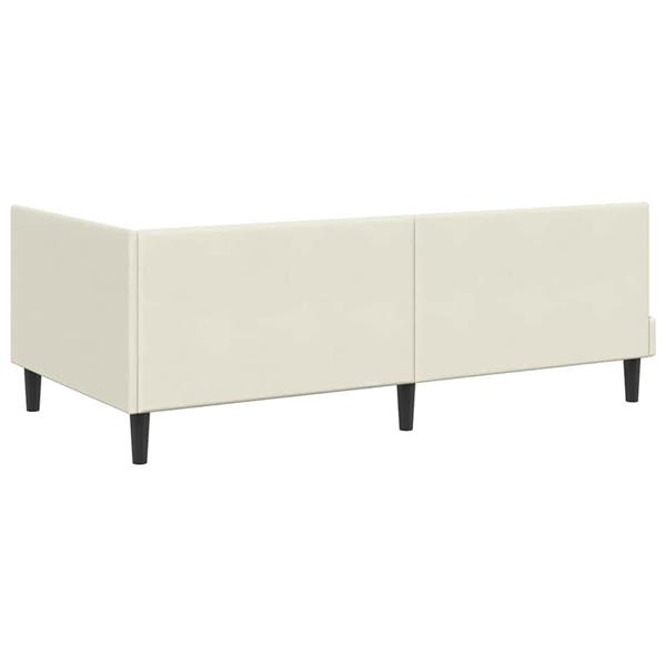 Grote foto vidaxl hoekbedframe met hoofdeinde cr me 100 cm x 200 cm fluweel antiek en kunst stoelen en banken