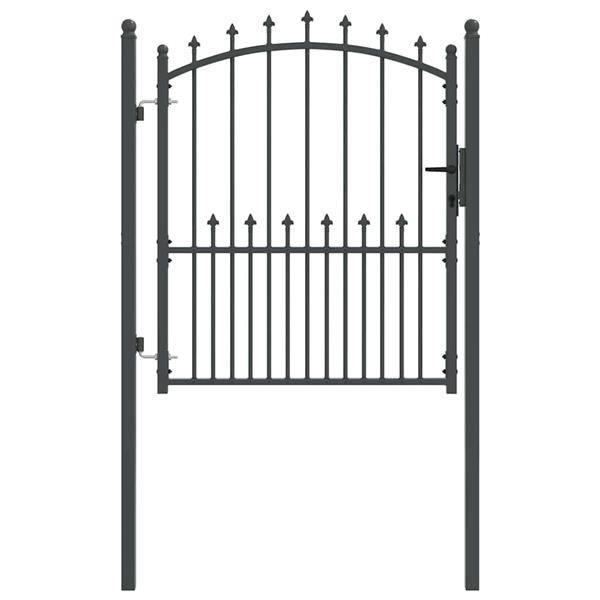 Grote foto vidaxl hekdeur met spijkers grijs 125 x 100 cm poedergecoat staal tuin en terras hekken en schuttingen