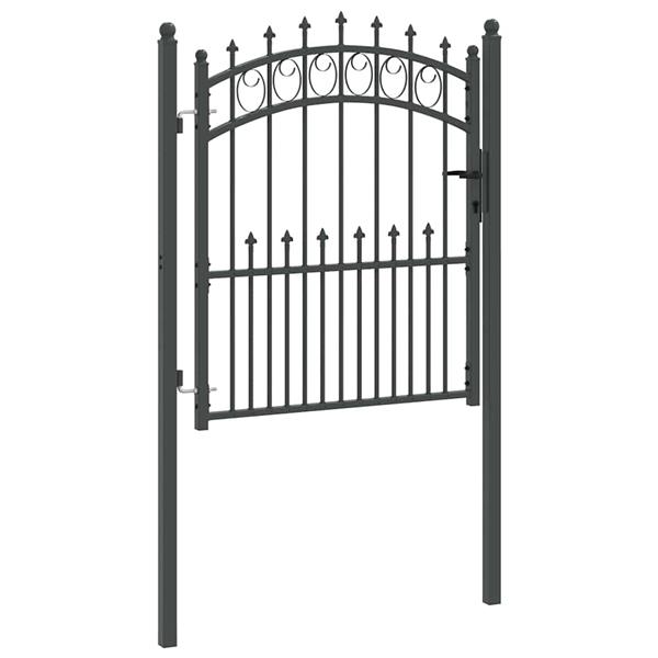 Grote foto vidaxl hekdeur met spijkers grijs 125 x 100 cm poedergecoat staal tuin en terras hekken en schuttingen