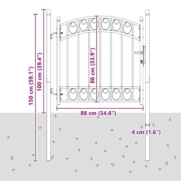 Grote foto vidaxl hekpoort met slot grijs 100 x 100 cm poedergecoat staal tuin en terras hekken en schuttingen