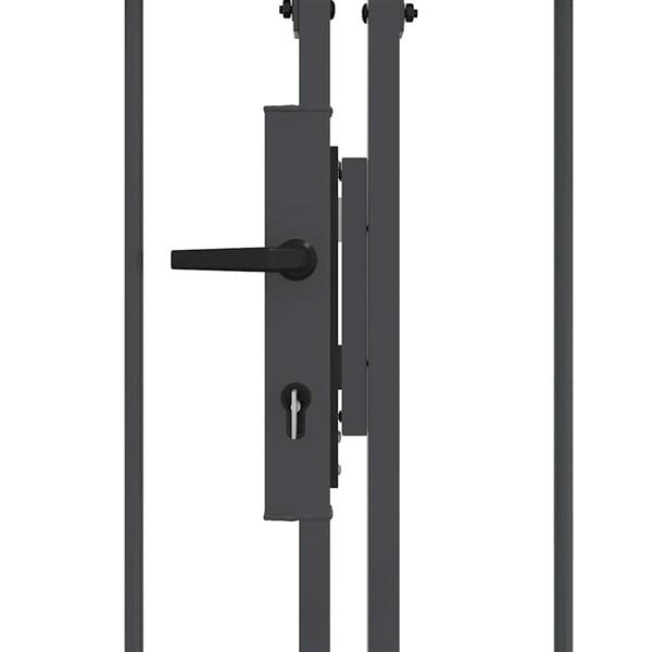 Grote foto vidaxl tuinhekgate met gebogen top grijs 500 x 75 cm staal tuin en terras hekken en schuttingen