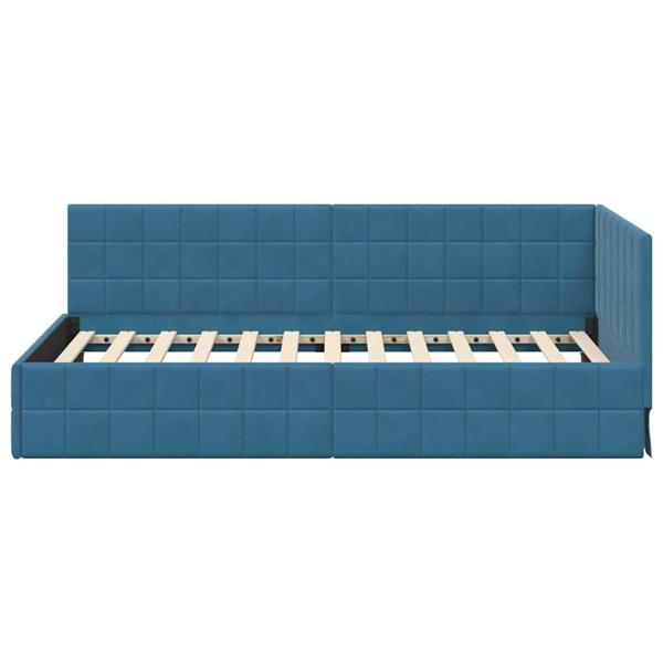 Grote foto vidaxl hoekbedframe met hoofdeinde blauw 90 cm x 200 cm fluweel antiek en kunst stoelen en banken