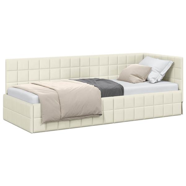 Grote foto vidaxl hoekbedframe met hoofdeinde cr me 80 cm x 200 cm fluweel antiek en kunst stoelen en banken