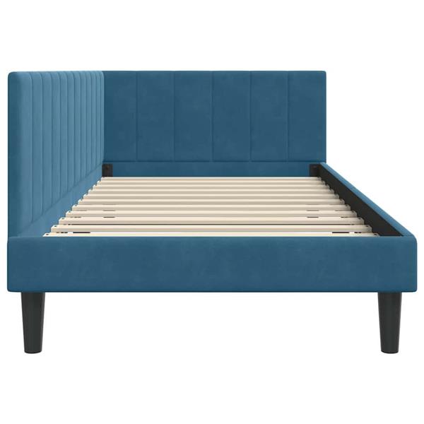 Grote foto vidaxl hoekbedframe met hoofdeinde blauw 100 cm x 200 cm fluweel antiek en kunst stoelen en banken