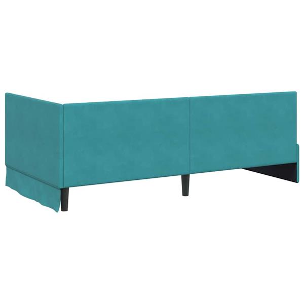 Grote foto vidaxl hoekbedframe met hoofdeinde turquoise 90 cm x 190 cm fluweel antiek en kunst stoelen en banken