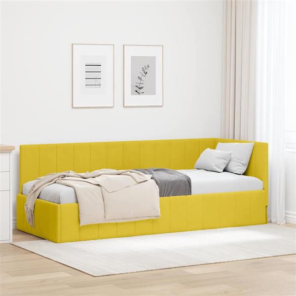 Grote foto vidaxl hoekbedframe met hoofdeinde geel 80 cm x 200 cm fluweel antiek en kunst stoelen en banken
