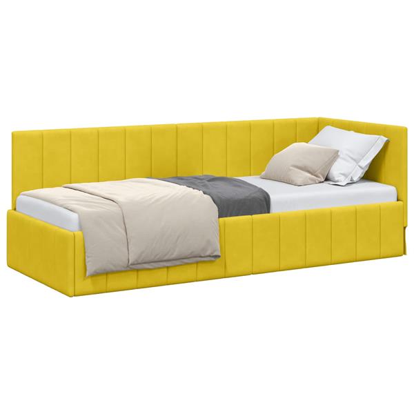 Grote foto vidaxl hoekbedframe met hoofdeinde geel 80 cm x 200 cm fluweel antiek en kunst stoelen en banken