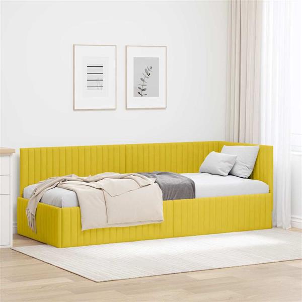 Grote foto vidaxl hoekbedframe met hoofdeinde geel 80 cm x 200 cm fluweel antiek en kunst stoelen en banken