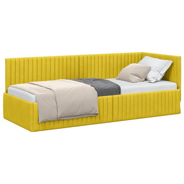 Grote foto vidaxl hoekbedframe met hoofdeinde geel 80 cm x 200 cm fluweel antiek en kunst stoelen en banken