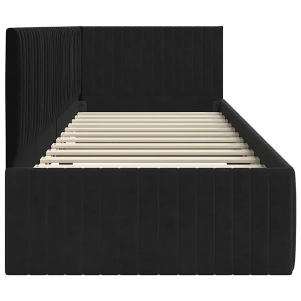 Grote foto vidaxl hoekbedframe met hoofdeinde zwart 80 cm x 200 cm fluweel antiek en kunst stoelen en banken