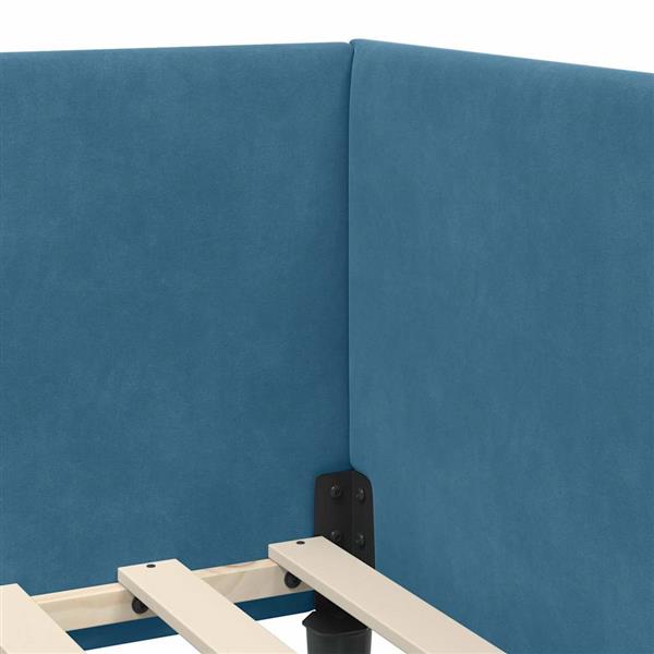 Grote foto vidaxl hoekbedframe met hoofdeinde blauw 90 cm x 190 cm fluweel antiek en kunst stoelen en banken