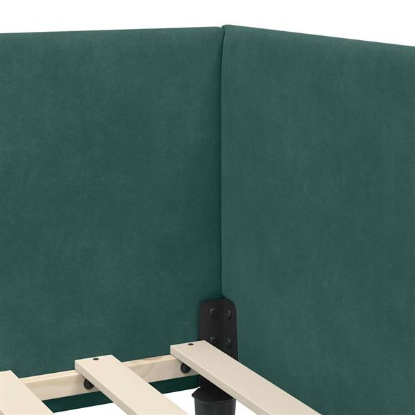 Grote foto vidaxl hoekbedframe met hoofdeinde donkergroen 80 cm x 200 cm fluweel antiek en kunst stoelen en banken