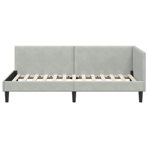 Grote foto vidaxl hoekbedframe met hoofdeinde lichtgrijs 80 cm x 200 cm fluweel antiek en kunst stoelen en banken