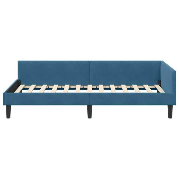 Grote foto vidaxl hoekbedframe met hoofdeinde blauw 100 cm x 200 cm fluweel antiek en kunst stoelen en banken