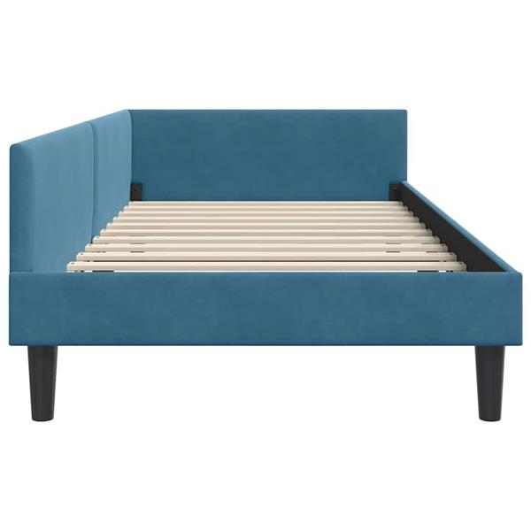 Grote foto vidaxl hoekbedframe met hoofdeinde blauw 100 cm x 200 cm fluweel antiek en kunst stoelen en banken