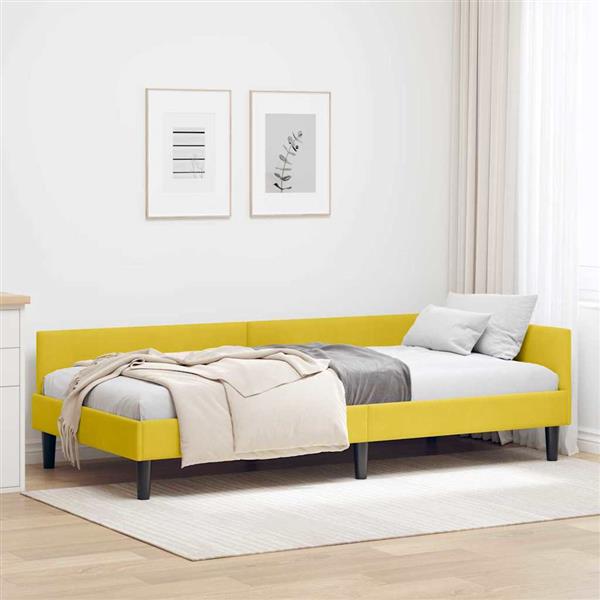 Grote foto vidaxl hoekbedframe met hoofdeinde geel 90 cm x 190 cm fluweel antiek en kunst stoelen en banken