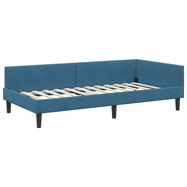 Grote foto vidaxl hoekbedframe met hoofdeinde blauw 80 cm x 200 cm fluweel antiek en kunst stoelen en banken