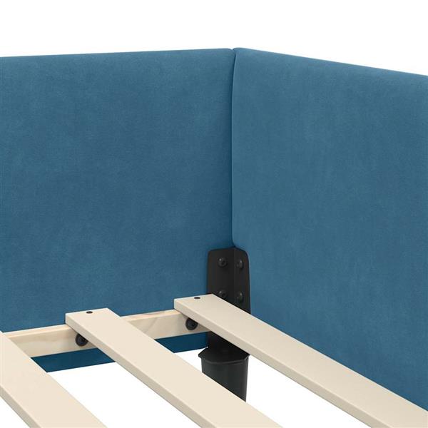 Grote foto vidaxl hoekbedframe met hoofdeinde blauw 80 cm x 200 cm fluweel antiek en kunst stoelen en banken