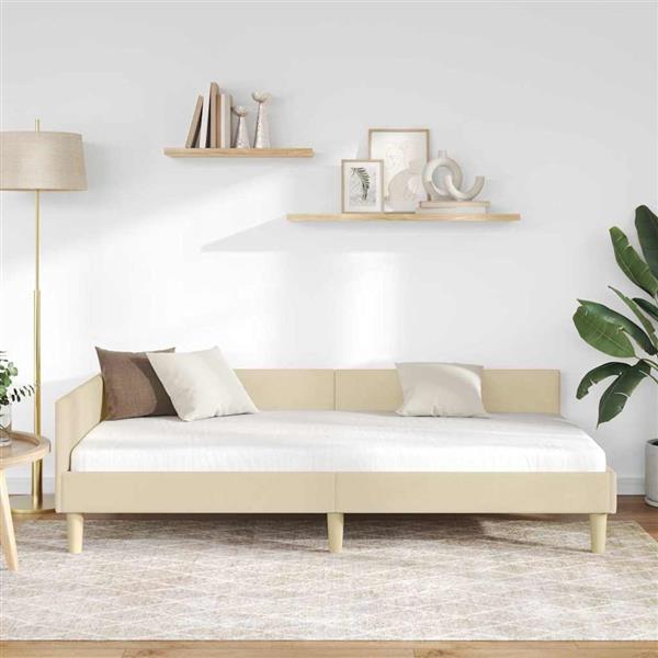 Grote foto vidaxl hoekbedframe cr me 100 x 200 cm stof antiek en kunst stoelen en banken