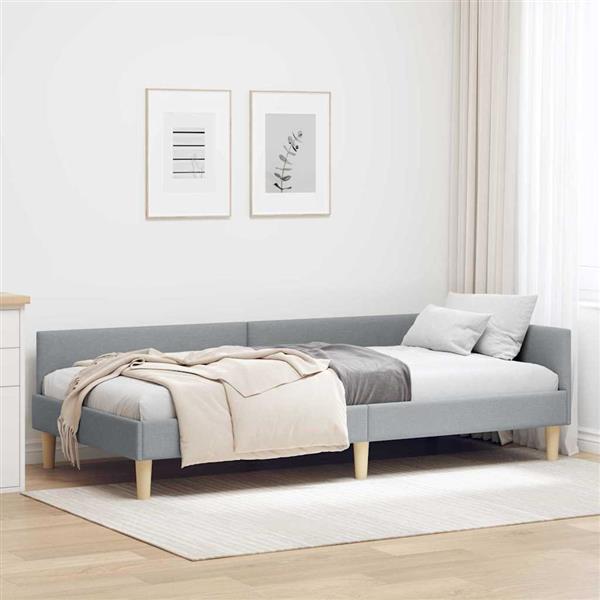 Grote foto vidaxl hoekbedframe lichtgrijs 80 x 200 cm stof antiek en kunst stoelen en banken