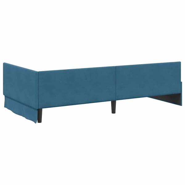 Grote foto vidaxl hoekbedframe met hoofdeinde blauw 100 cm x 200 cm fluweel antiek en kunst stoelen en banken