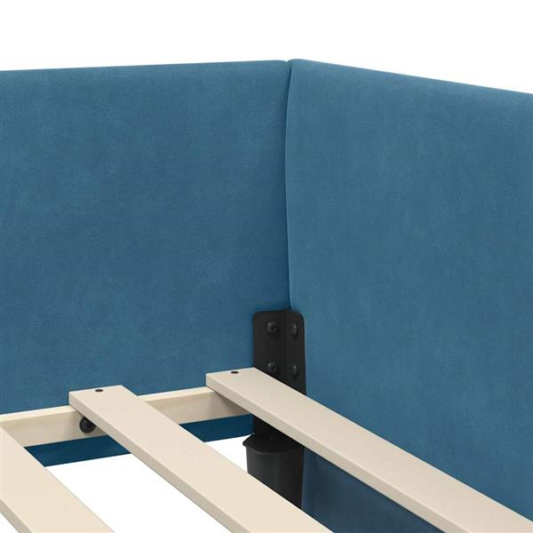 Grote foto vidaxl hoekbedframe met hoofdeinde blauw 100 cm x 200 cm fluweel antiek en kunst stoelen en banken