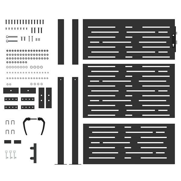 Grote foto vidaxl tuinpoort met slot zwart 110 x 155 cm gepoedercoat staal tuin en terras hekken en schuttingen